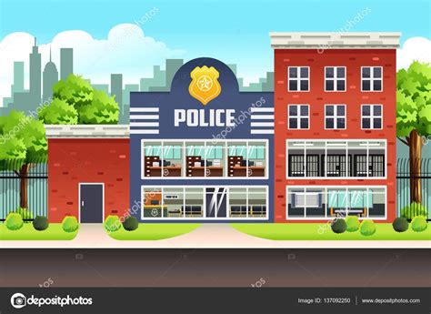 Comisaría de policía Vector de stock por artisticco 137092250