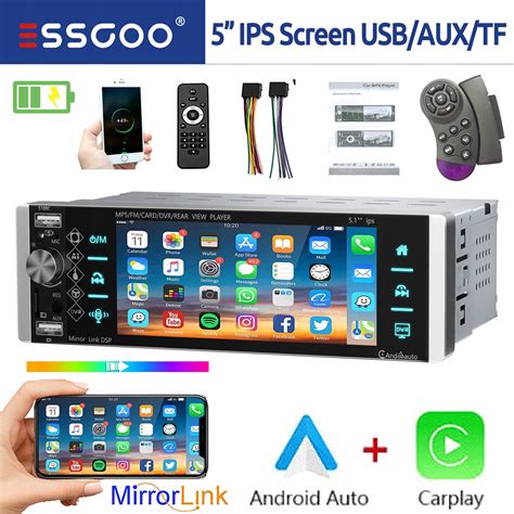 RADIO SAMOCHODOWE 5 Bezprzewodowe Carplay Android Auto 1 DIN Bluetooth