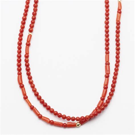 Undyed Natural Mediterranean Coral Beaded Layering Necklace Etsy