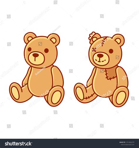 Toy Teddy Bear New Old Patches Stock Vector Royalty Free