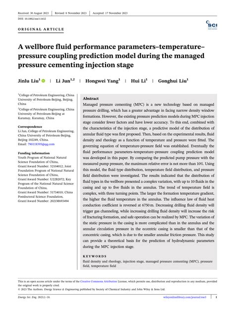 Pdf A Wellbore Fluid Performance Parameterstemperaturepressure