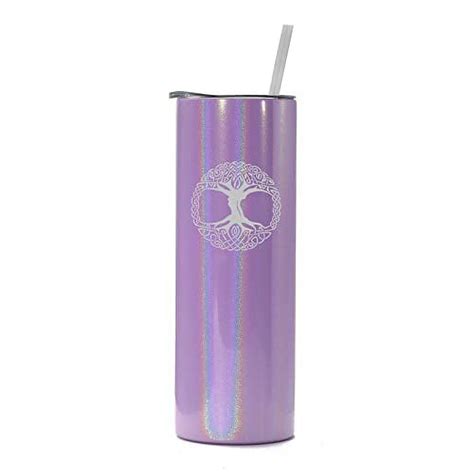 20 Oz Skinny Tall Tumbler Stainless Steel Vacuum Insulated Travel Mug Cup With Straw Celtic Tree