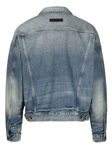 Fear Of God Essentials Stonewashed Trucker Denim Jacket Blue