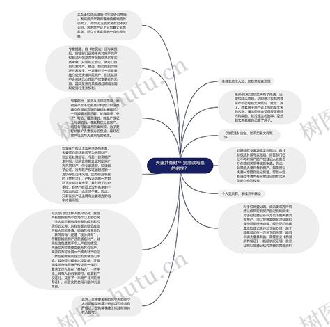 夫妻共有财产 到底该写谁的名字？思维导图编号p7944768 Treemind树图