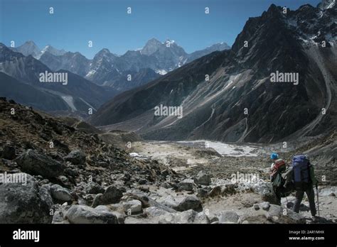 trekking in the mountains of the Himalaya Stock Photo - Alamy