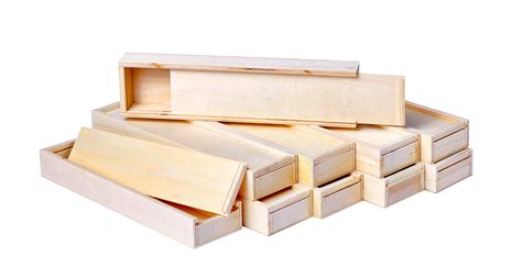 10 boîtes en bois avec couvercle coulissant env 20x5x2 5cm Gros