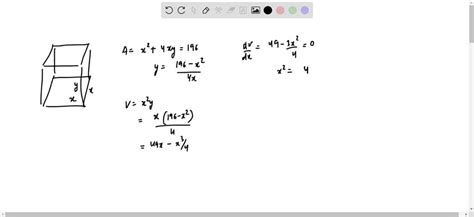 Solved An Open Top Rectangular Box With A Square Base Of Side Length Y Is To Be Made If The