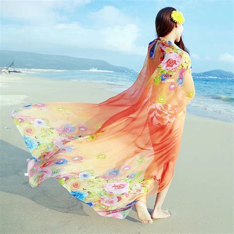 Sexy Women Beach Cover Up 2018 New Floral Print Lady Chiffon Beach Bikini Cover Wrap Swimwear