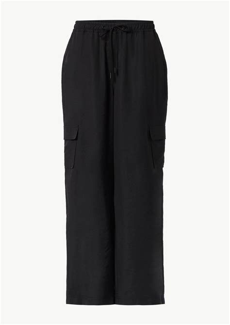 Wide Leg Trousers With Cargo Pockets Black Comma
