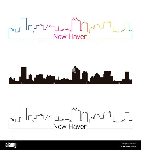 New Haven Skyline Linear Style With Rainbow Stock Photo Alamy