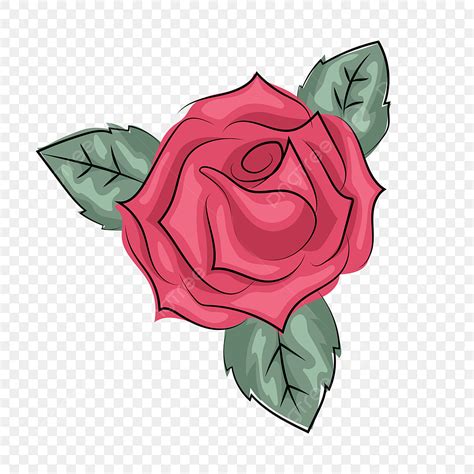 Rose Leaves Vector PNG Images Red Rose With Green Leaves Floral Love