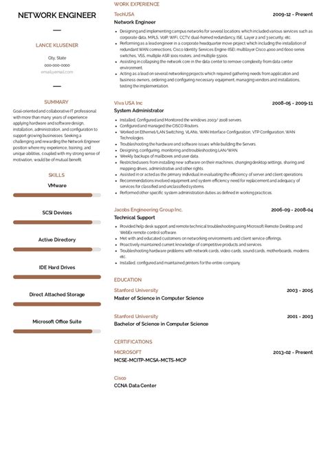 Network Engineer Resume Samples Examples Visualcv