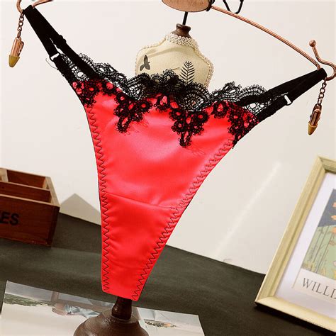 Sexy Womens Satin Panties Lace G String Bikini Lingeries Thong Halloween Costume EBay