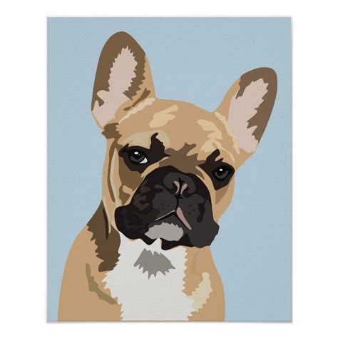 Cute Blue French Bulldog Frenchie Poster Zazzle French Bulldog