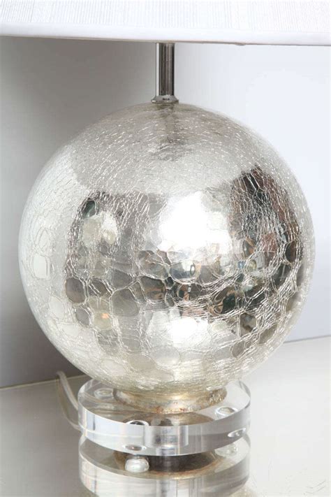 Crackle Mercury Glass Globe Lamps At 1stdibs