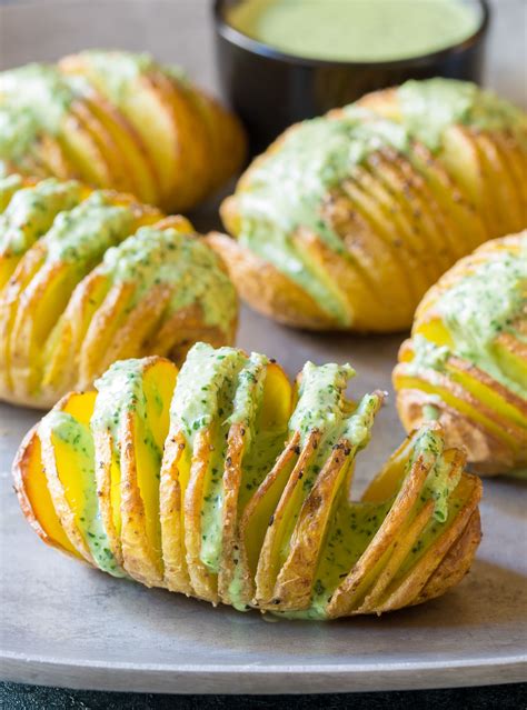 Crispy Hasselback Potatoes With Jalapeno Cilantro Sauce Recipe Hasselback Potatoes Steak