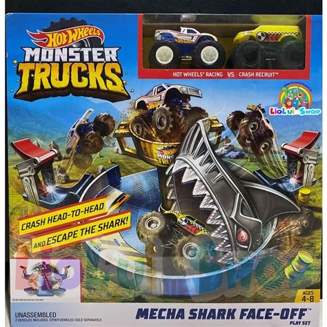 Jual Hot Wheels Monster Trucks Mecha Shark Face Off Playset Mainan Mobil Shopee Indonesia