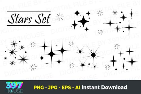 Stars Sparkle Symbols Vector Set Graphic By House Creative Fabrica