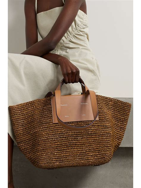 Proenza Schouler White Label Morris Large Leather Trimmed Raffia Tote