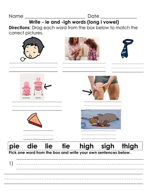 Words With Ie And Igh Worksheet 1st Grade Worksheets Alphabet