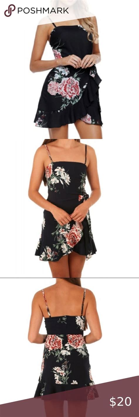 Nwt Ruffle Wrap Black Floral Sundress Black Floral Sundress Fashion