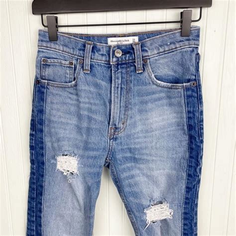 Abercrombie Fitch The Mom High Rise Jeans Two Tone Depop