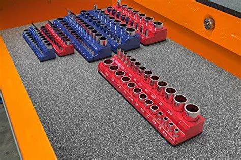 Magnetic Socket Organizer 38 Inch Drive Sae Red Holds 26 Sockets Professional Quality