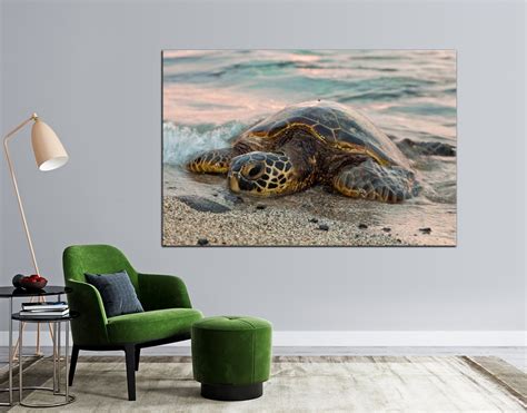 Sea Turtle Canvas Wall Art Turtle On The Beach Print Ocean Printable