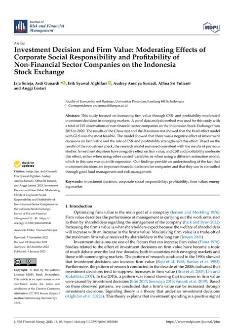 Jrfm 16 00040 Investment Decision And Firm Value Moderating Effects