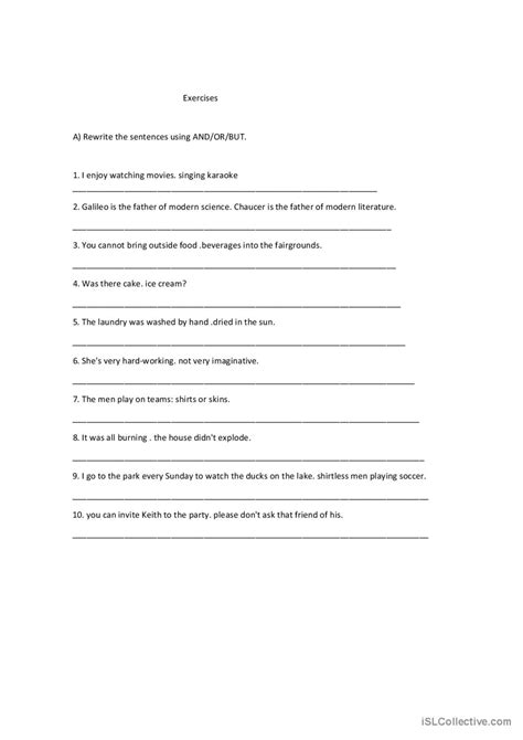 Conjuctions English ESL Worksheets Pdf Doc