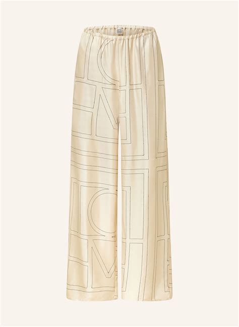 Toteme Seidenhose In Beige Schwarz