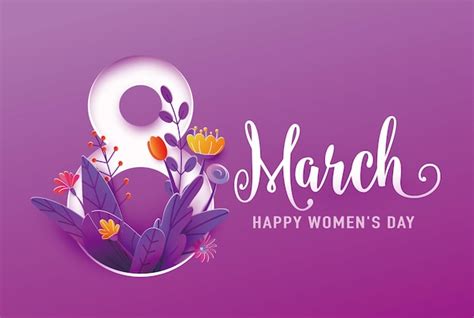 Premium Vector 8 March Happy Womens Day Greeting Banner Vector Illustration In 3d Paper Cut