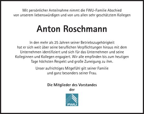 Traueranzeigen Von Anton Roschmann SZ Gedenken De