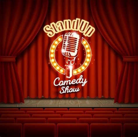 Premium Vector Comedy Show Theater Scene With Red Curtains Realistic