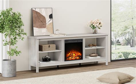 WAMPAT Fireplace TV Stand For 75 Inch TV Entertainment Center Farmhouse