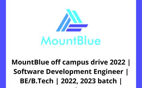 Mountblue Off Campus Drive 2022 Software Development Engineer Bebtech 2022 2023 Batch