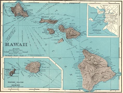 1900 Antique Hawaii Map Vintage State Map Of Hawaii Gallery Wall Art