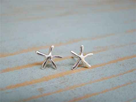 Silver Starfish Earrings Starfish Stud Earring Sterling Etsy