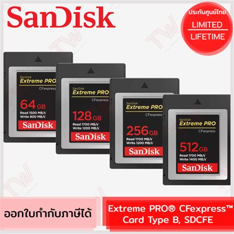 Sandisk Cfexpress® Card Type B Extreme Pro 64gb 128gb 256gb 512gb การ์ดหน่วยความจำ ของแท้ ประกัน