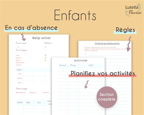 Planificateur familial à imprimer Organiseur familial Planning