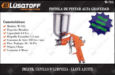 Lusqtoff Pistola De Pintar Alta Presion Gravedad Dep 400cc 230 L Min