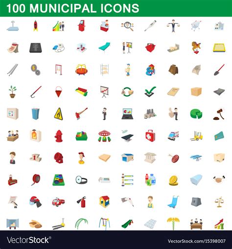 Municipal Icons Set Cartoon Style Royalty Free Vector