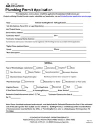 City Of Orlando Florida Plumbing Permit Application Fill Out Sign