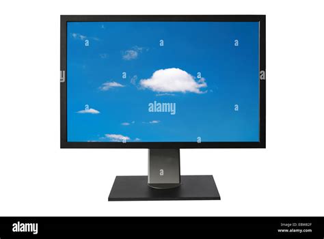 LCD monitor with blue sky screen isolated on white Stock Photo - Alamy