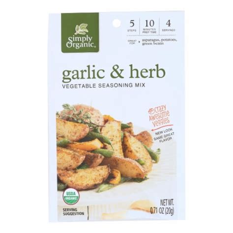 Simply Organic Vegetable Seasoning Mix Organic Garlic And Herb 71 Oz Case Of 12 Case