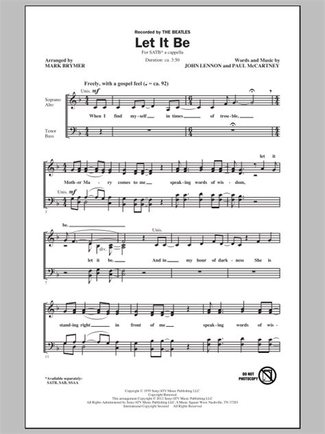 Let It Be Arr Mark Brymer Sheet Music