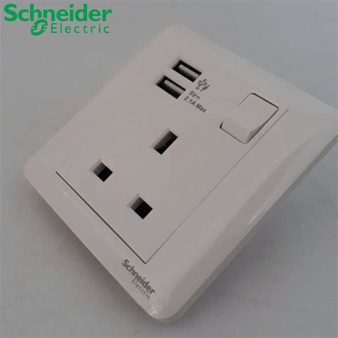 Schneider 13a 1 Gang Switch Socket With 21a Usb For House Electrical Switch