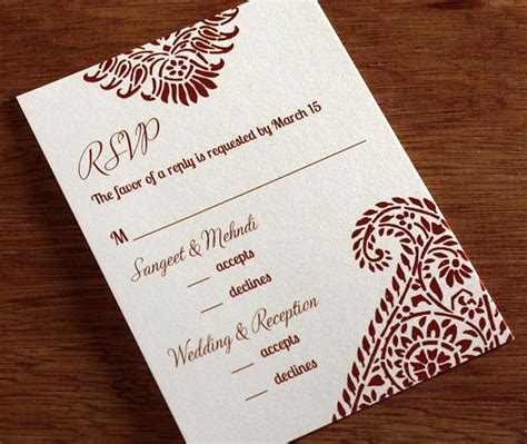 Indian Paisley Letterpress Wedding Card Indira Ajalon Printing