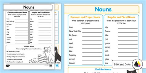 Printable Nouns Worksheet For Grade 1 Twinkl Usa Twinkl