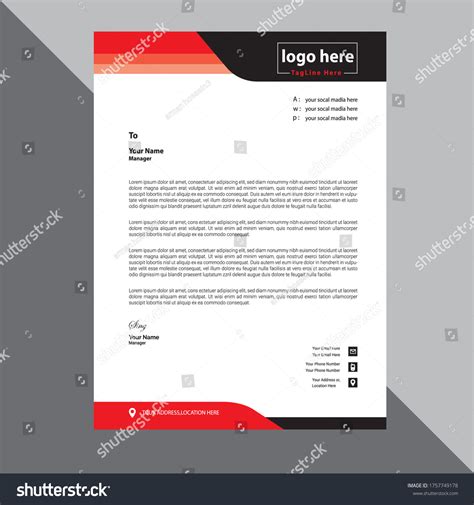 Elegant Blue Letterhead Template Design Royalty Free Stock Vector 1757749178